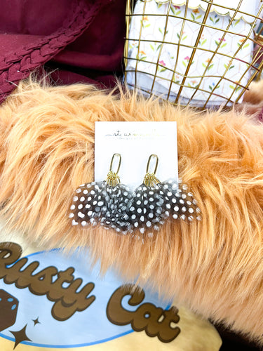 Spotted Feather Tassel Earrings