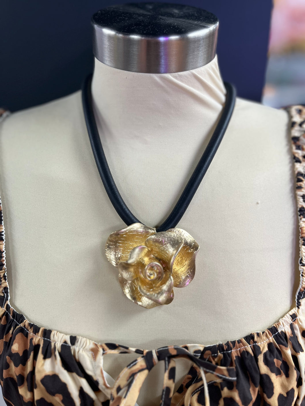 Gold Rose Statement Necklace