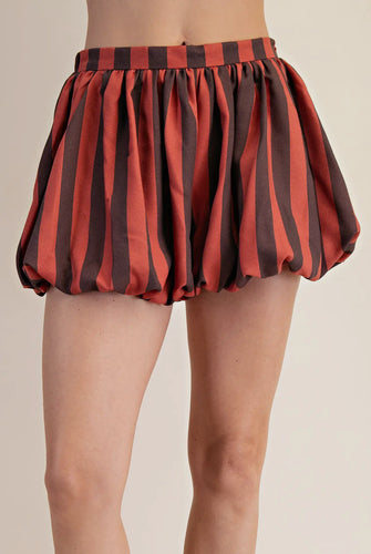 Rust Stripe Balloon Skirt