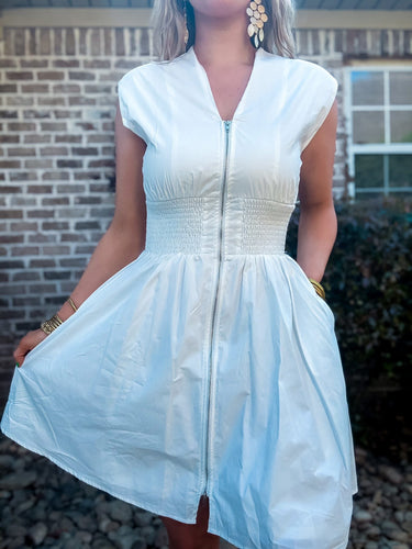 Ramsey White Elastic Waist Dress