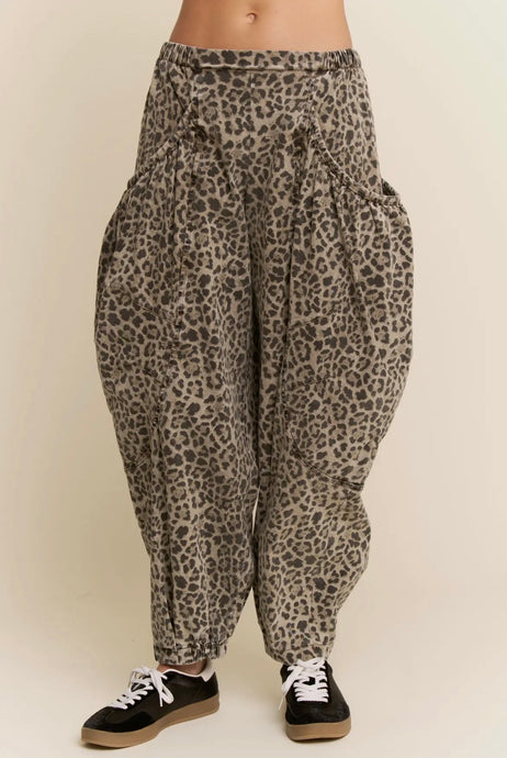 Leopard Barrel Jogger Pants