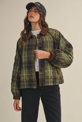 Olive Plaid Winter Jacket