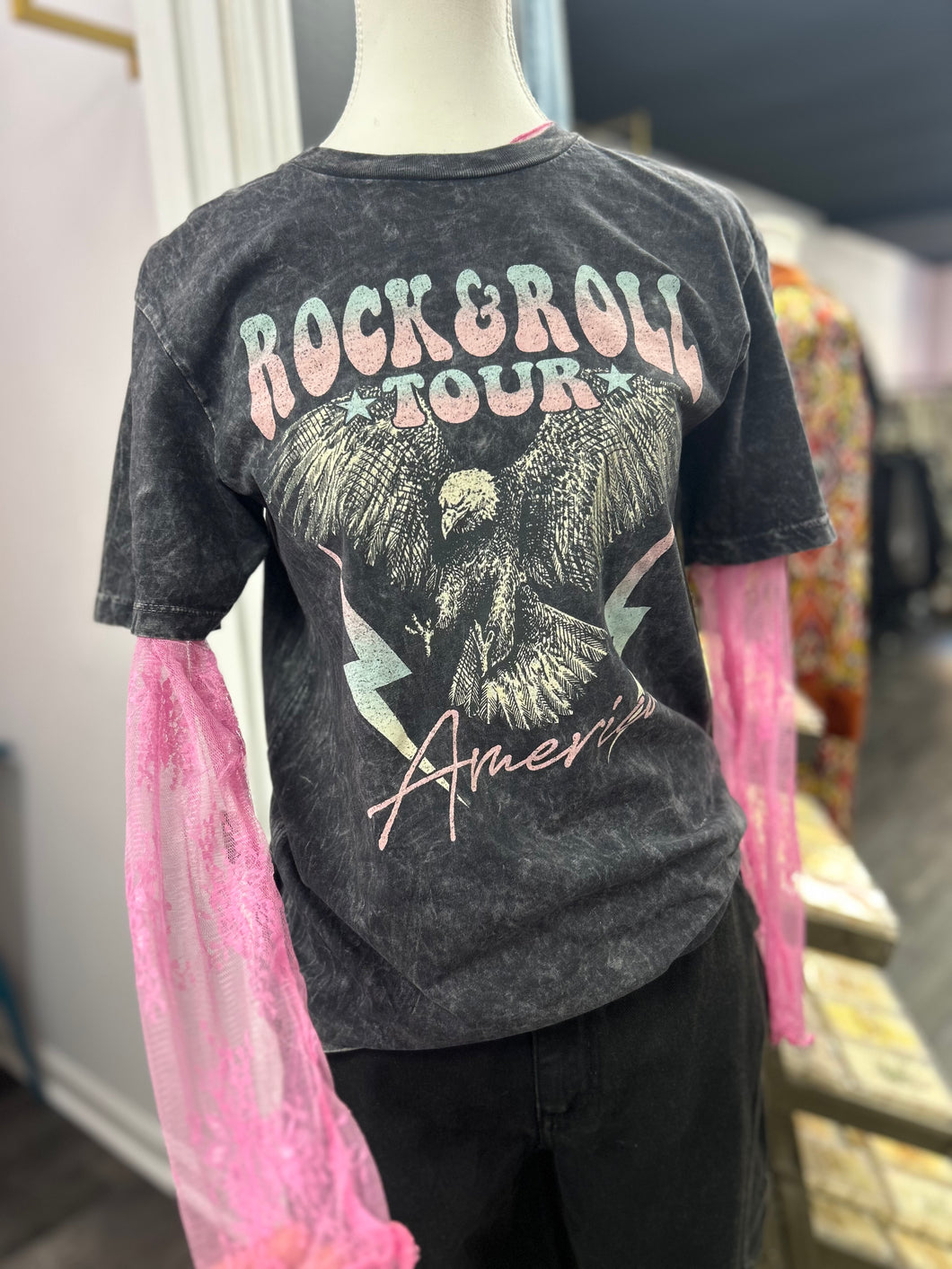Rock & Roll Eagle Graphic Tee Charcoal