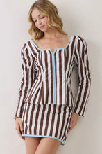 Load image into Gallery viewer, Chocolate Striped Skirt Set