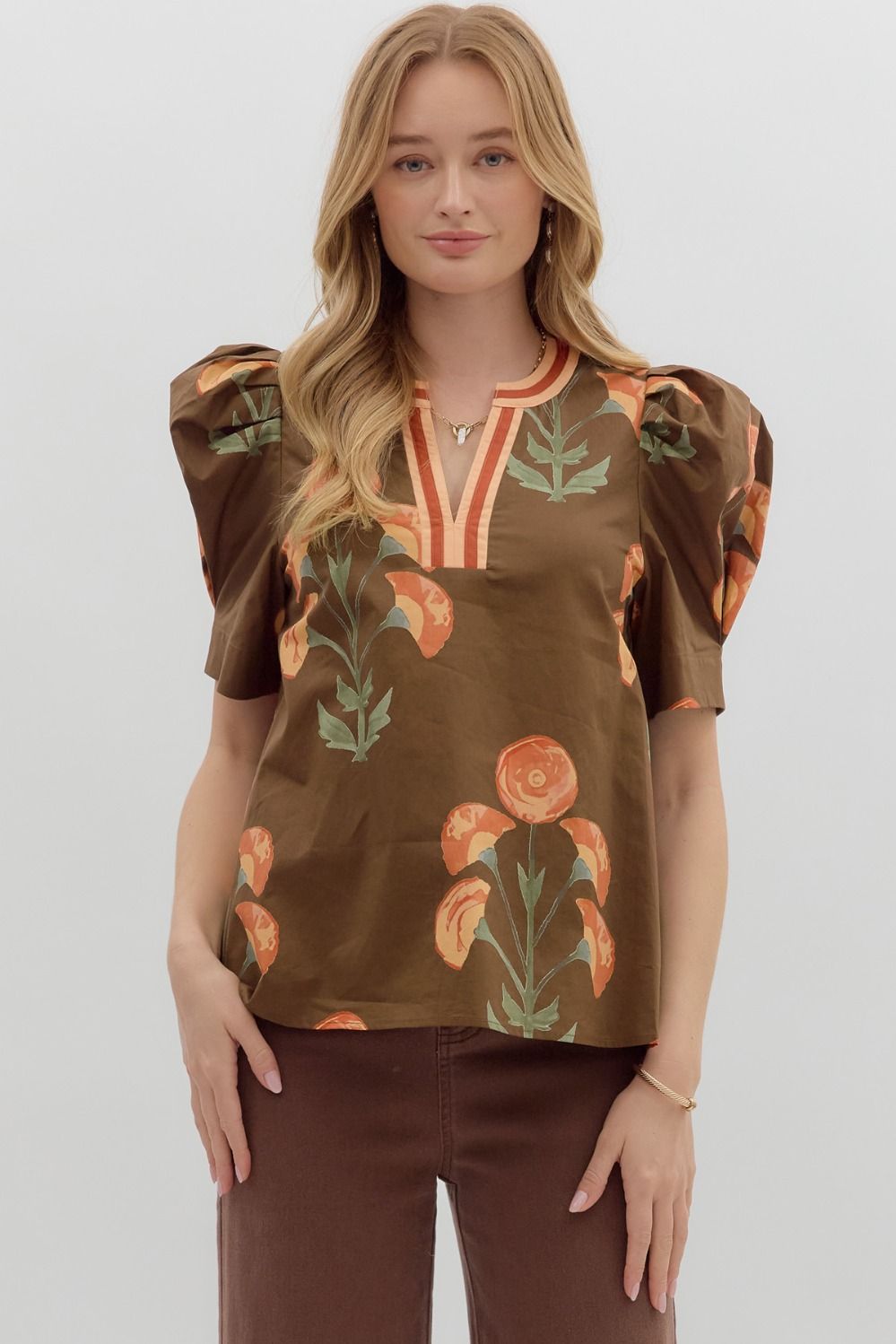 Falling For You Top Brown