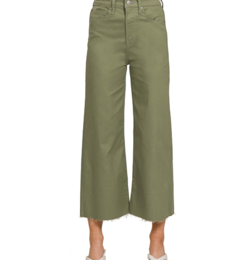 Olive Wide Leg denim Pant