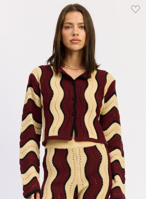 Burgundy Mix Cardigan