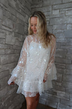 Load image into Gallery viewer, Shimmer Sheer Lace Detail Dress Cream