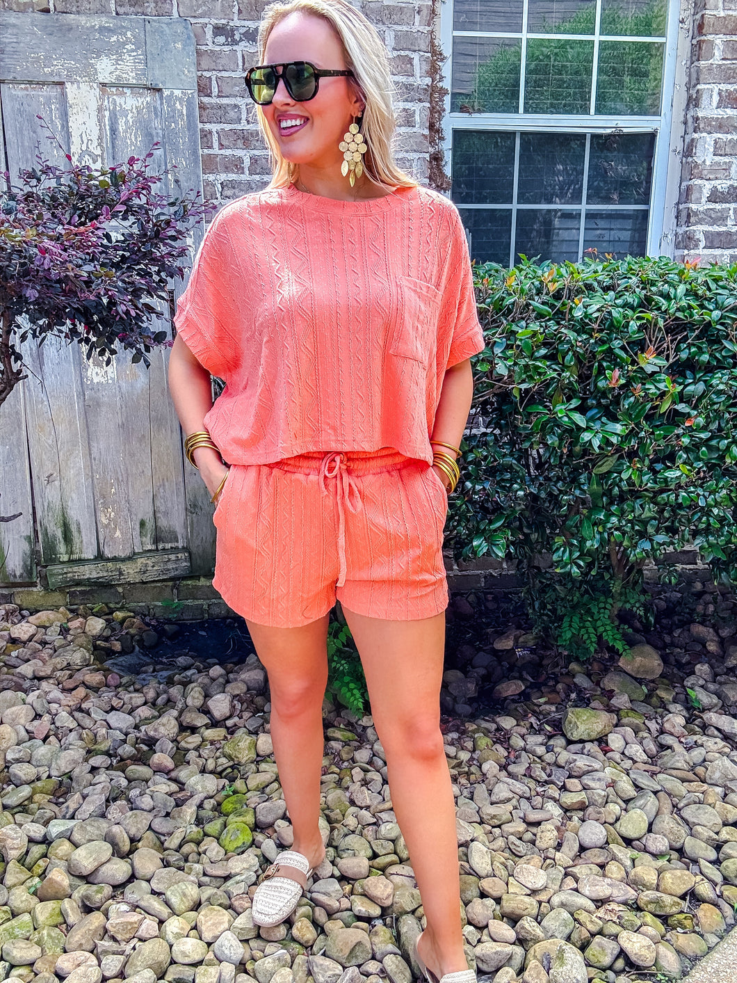 Orange Woven Short Set