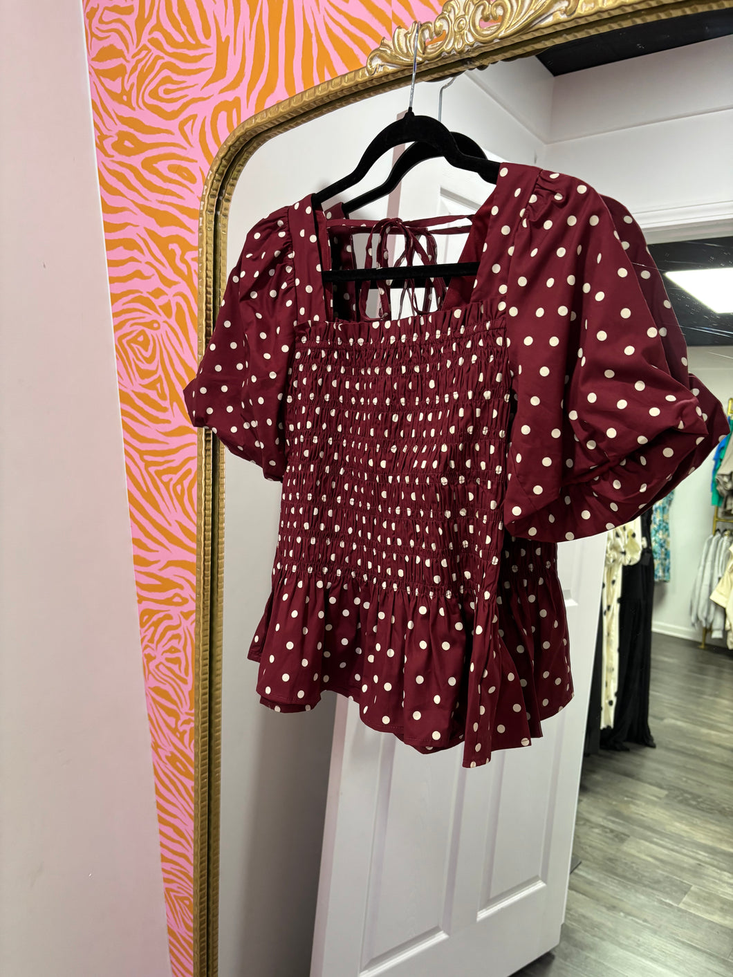 Maroon Polka Dot Top