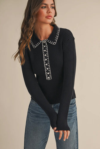Black Ivory Stitch Sweater
