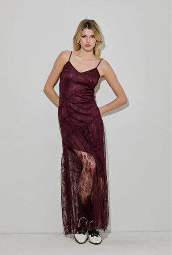 Maroon Lace Cami Dress