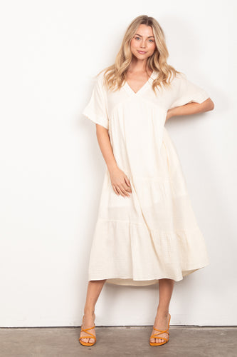 Laney Gauze Midi Dress Cream
