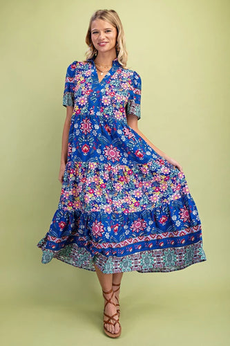Marion Tiered Midi Cobalt Blue