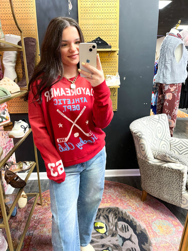 DAYDREAMER Racing Red Hockey Club Sweatshirt