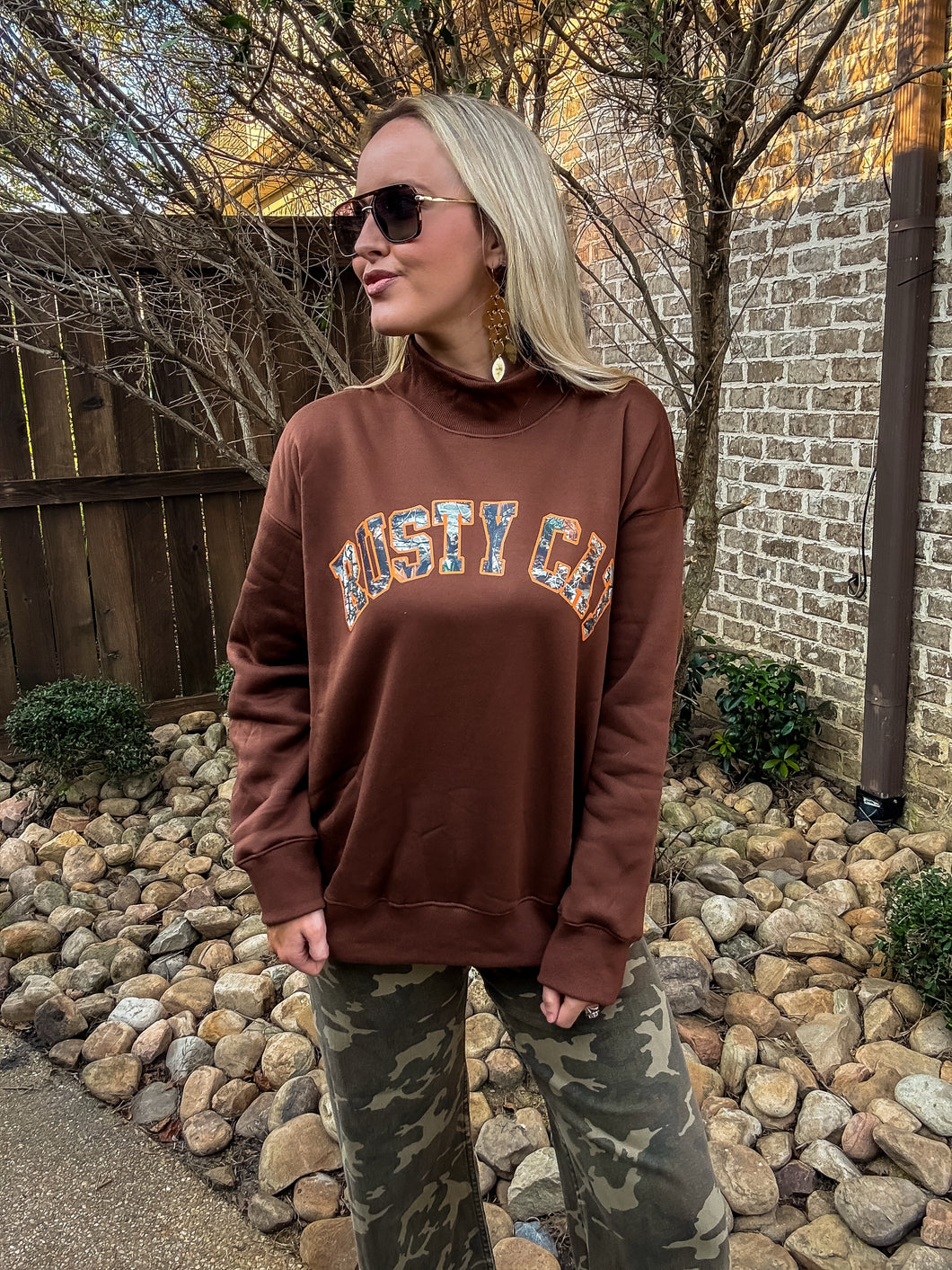 RUSTY CAT Brown Mock Neck