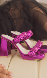 Zenda Metallic Pink Braided Heels