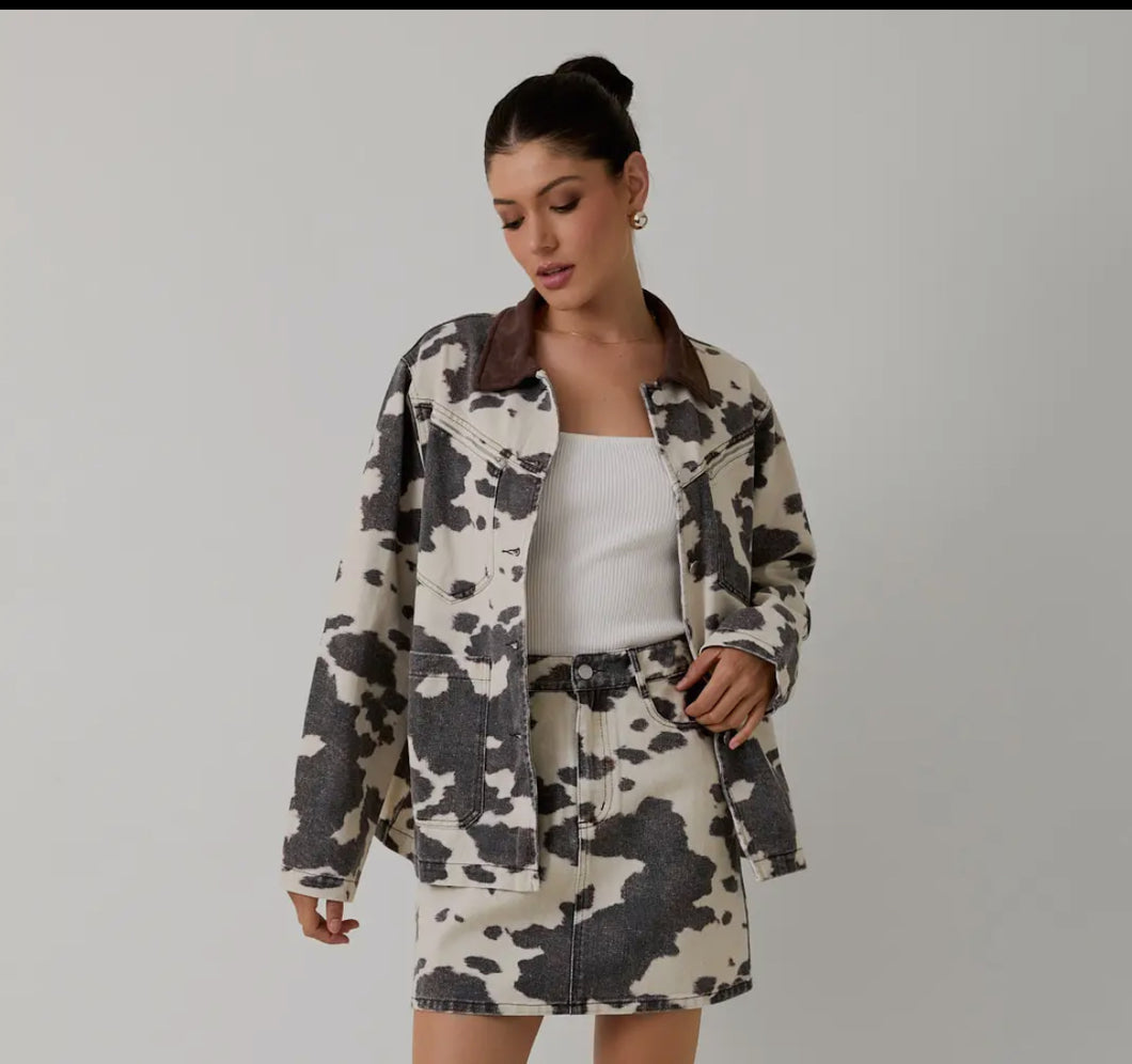 Cow Print Barn Jacket