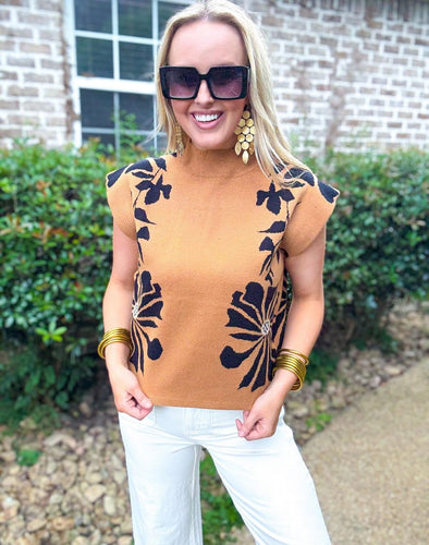 Camel/Black Sweater Top