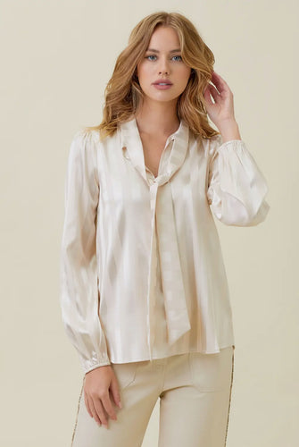 Flowy Striped Blouse Almond