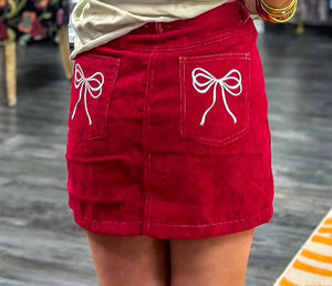 Red Bow Mini Skirt