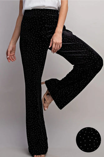 Black Velvet Rhinestone Pants