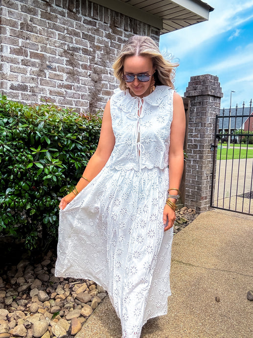 Sweet Eyelet Skirt Set