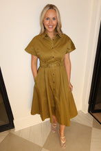 Load image into Gallery viewer, Olive Belted Midi Dres