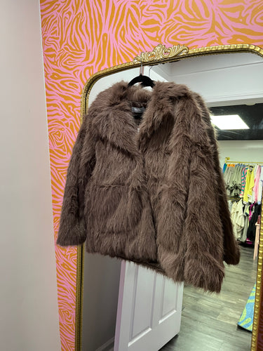 Collared Fur Coat Mocha