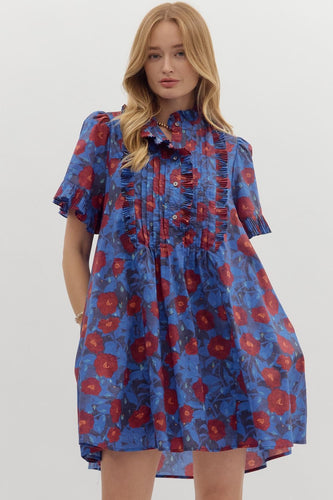 Blue Floral Detail Dress