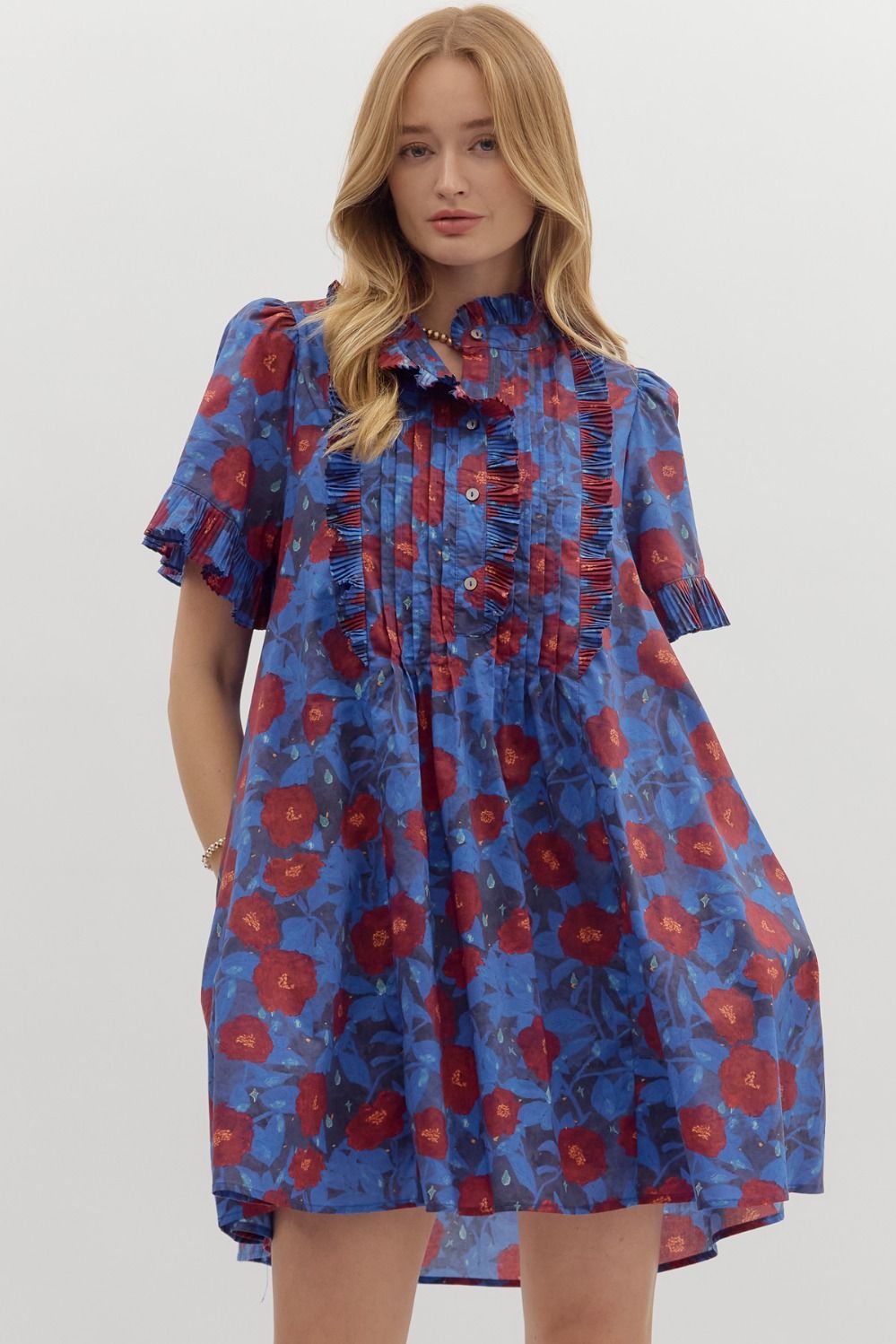 Blue Floral Detail Dress