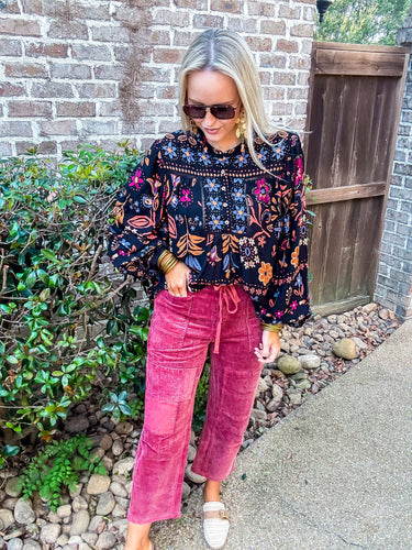 Corduroy Wide Leg Pants Red Velvet