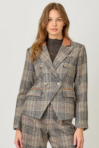 Stone Grey Plaid Blazer