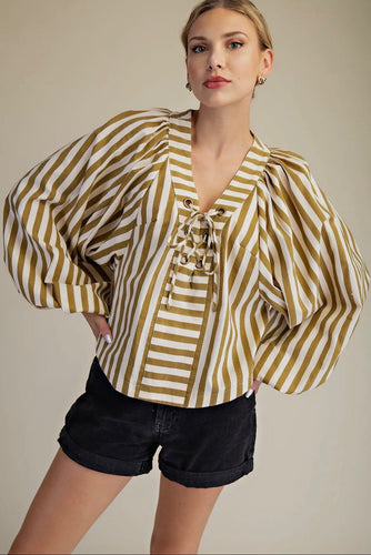 Olive Stripes Blouse