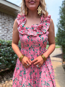 Poplin Floral Midi Pink