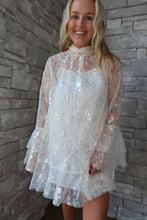 Load image into Gallery viewer, Shimmer Sheer Lace Detail Dress Cream