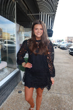 Load image into Gallery viewer, Black Lace Mini Dress