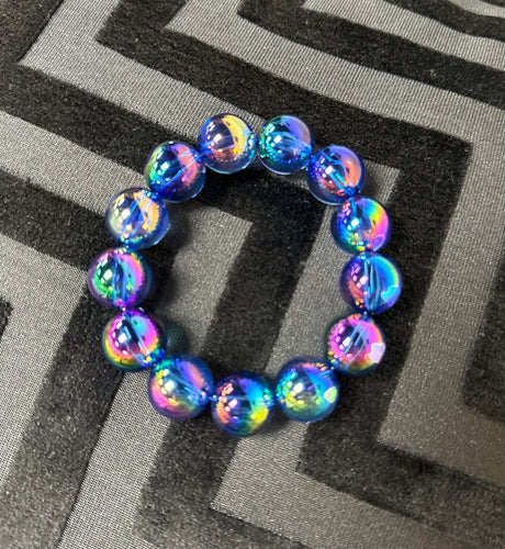 Blue Fluorescent Bold Bead Bracelet