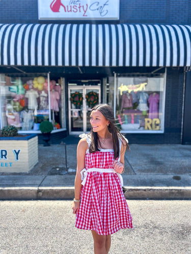 Red Gingham Tie Dress