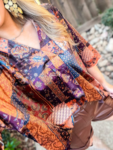 Brown Pumpkin Patchwork Top