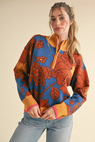 Izzadora Half Zip Sweater Brown