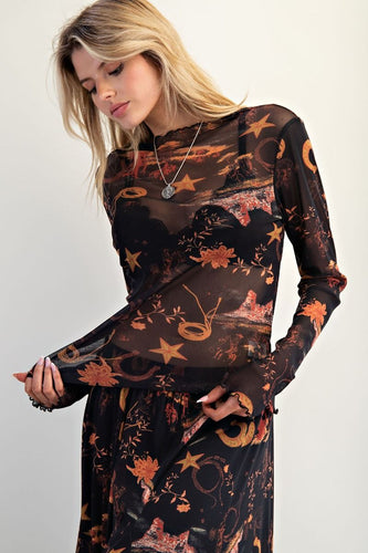 Western Mesh Layering Top