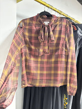 Load image into Gallery viewer, Chic Plaid Long Sleeve Blouse Brown