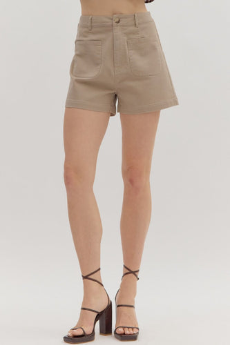Taupe Front Pocket Shorts