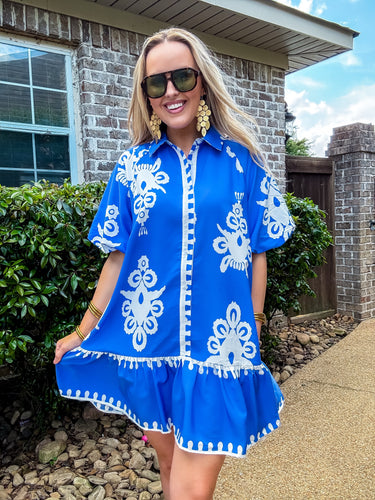 Blue White Pattern Dress