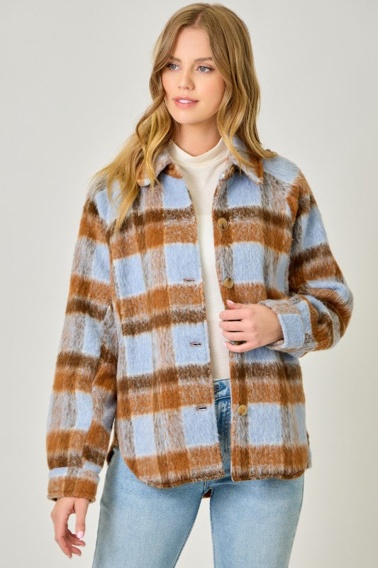 Toffee/Blue Button Jacket