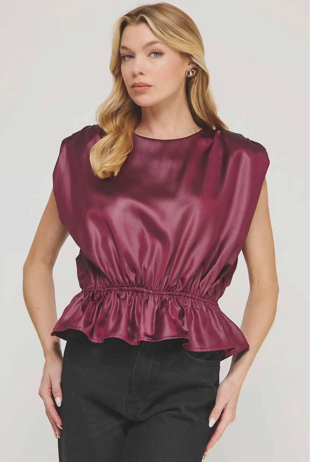 Burgundy Satin Top