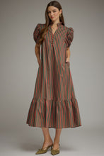 Load image into Gallery viewer, Rust Green Striped Midi