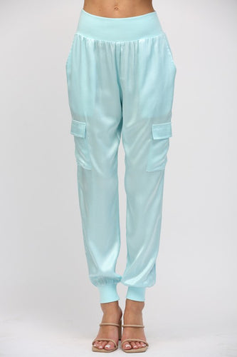 Satin & Lux Jogger Pants Aqua