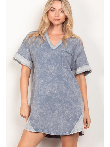 Dennie Washed Shift Dress Blue